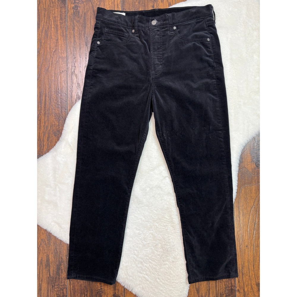 Gap Vintage Slim Jeans 31/12 Short Black‎ Velvet Pants Stretch High-RiseWomen